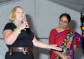 ACT Multicultural Minister Joy Burch on stage with H.C. Mrs. Sujatha Singh 