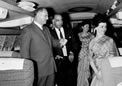 
Air India was the first air line to use the new International Airport at Perth, Western Australia, on 3 October 1962, Mr Brand; Mr B Israni, Commercial Manager at Air India Head Office in Bombay; Air Hostess Miss Olive Long; Air Hostess Miss Stella Parizza.
Source: National Archives of Australia: A1501, A4115/2


