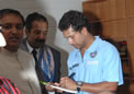 Mr Sachin Tendulkar Signing a bat during reception at HCI on 12 Jan 2008