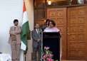 Mrs Sujatha Singh, High Commissioner of India Addressing the guests during reception in Honour of Indian Women Cricket Team at HCI on 06 Nov 2008