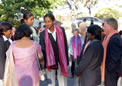 Mrs Sujatha Singh, High Commissioner  interacting with Indian Women Cricket team members during reception at HCI on 06 Nov 2008