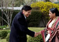 Mrs Sujatha Singh, High Commissioner receiving the guests for Independence Day Reception on 16 Aug 2010