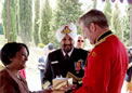 Mrs Sujatha Singh High Commissioner presenting token gift to Maj Geoff Grey, OC Army Band RMC Duntroon during Independence Day Reception - on 15 Aug 2008