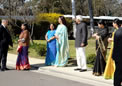 Mrs Sujatha Singh, High Commissioner of India and officers welcoming a guest at HCI on the ocassion of independence day reception on 13 Aug 2009