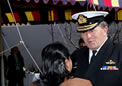 Mrs Sujatha Singh, High Commissioner of India Welcoming Vice Admiral RH Crane Chief of Navy on Independence Day at HCI - on 13 Aug 2009