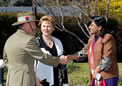 Mrs Sujatha Singh, High Commissioner Welcoming the   guests on arrival at HCI on the ocassion of Independence Day Reception on 13 Aug 2009