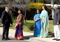 Mrs Sujatha Singh, High Commissioner of India and officers welcoming the guest at HCI on the ocassion of independence day reception on 13 Aug 2009