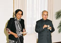 Mrs Sujatha Singh,HC Introducing the Staff to Hon Shri Pranab Mukherjee, External Affairs Minister of India  - on 23 Jun 2008